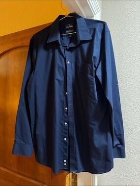 Stafford Navy Blue Long-Sleeve Dress Shirt
